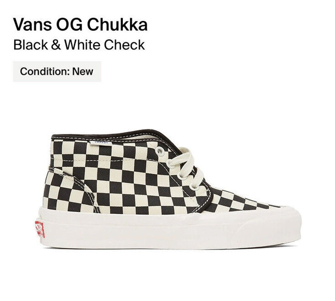 US9 - Vans Vault OG Chukka  Black White Check